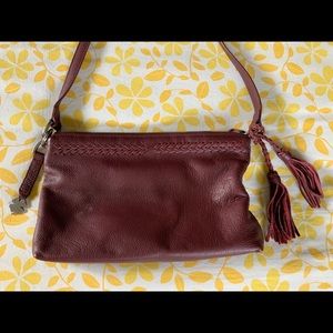 Lucky Brand Maroon Leather Crossbody Bag Purse